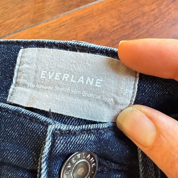 Everlane Stretch Slim Bootcut Raw Hem Dark Wash Jeans Size 26 - Picture 4 of 7